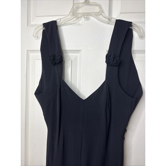 Vintage 80s–90s Black Wide-Leg Jumpsuit Minimalist Draped Sleeveless Eveningwear - Picture 3 of 11